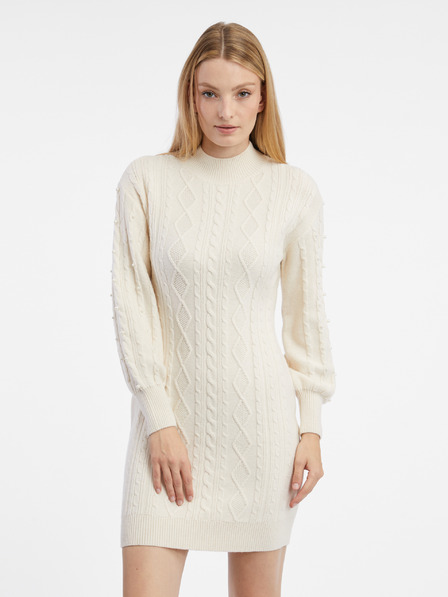 Orsay Cremefarbenes Damen-Pulloverkleid ORSAY