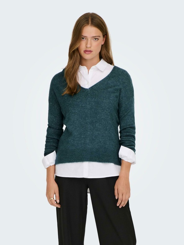 Jacqueline de Yong Dunkelgrün gestreifter Pullover JDY Elanora