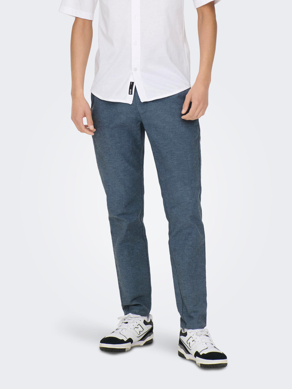 ONLY & SONS Blaue Herren-Chinohose mit Leinen ONLY & SONS Mark