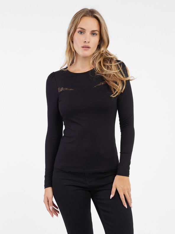 Orsay Schwarzes Damen T-Shirt mit Spitze ORSAY