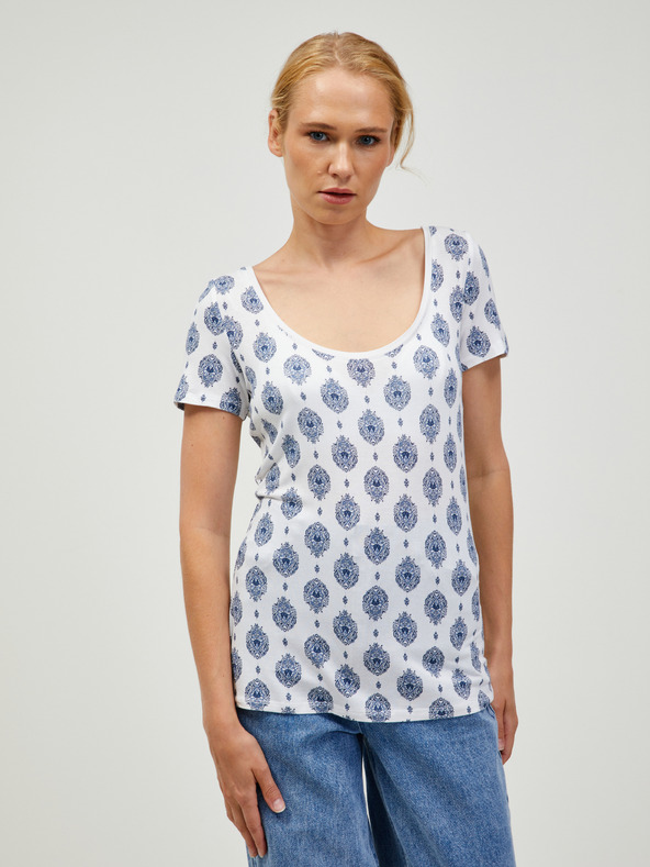 Orsay Blau-weiß gemustertes T-Shirt ORSAY