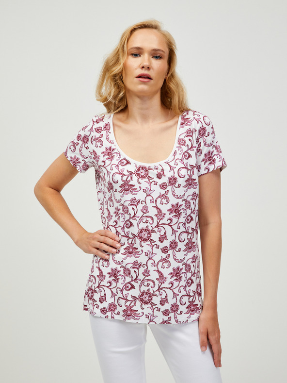 Orsay Wein-weiß gemustertes T-Shirt ORSAY