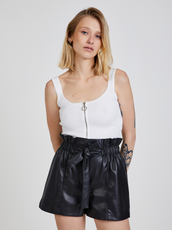 TALLY WEiJL Weißes geripptes Damen-Tank-Top mit Knopfverschluss TALLY WEiJL