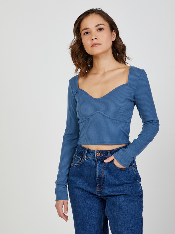 TALLY WEiJL Blaues geripptes Damen-Cropped-Teil TALLY WEiJL