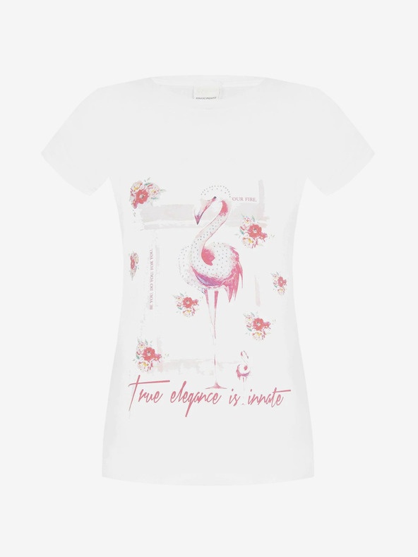 Rinascimento Weißes bedrucktes T-Shirt für Frauen Rinascimento