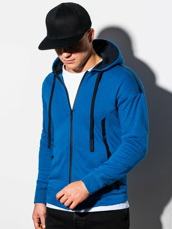 Ombre Clothing Blauer Herren-Kapuzenpullover mit Reißverschluss Ombre Clothing B1076