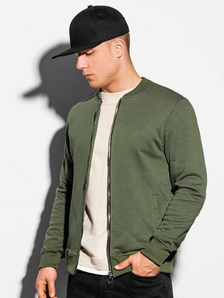 Ombre Clothing Dunkelgrüner Herren-Kapuzenpullover mit Reißverschluss ohne Kapuze Ombre Clothing B1077