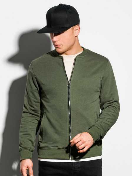 Ombre Clothing Dunkelgrüner Herren-Kapuzenpullover mit Reißverschluss ohne Kapuze Ombre Clothing B1077