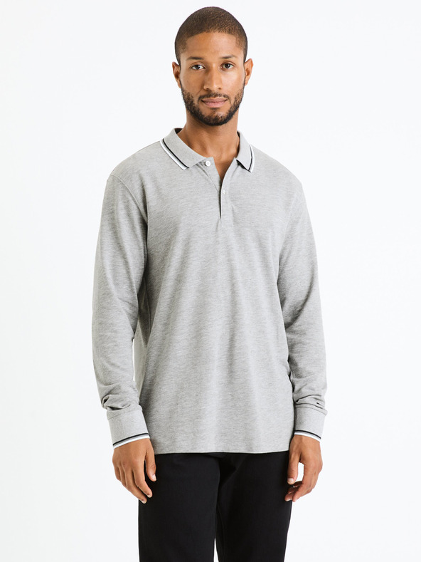 Celio Hellgraues Herren-Poloshirt Celio Decoml