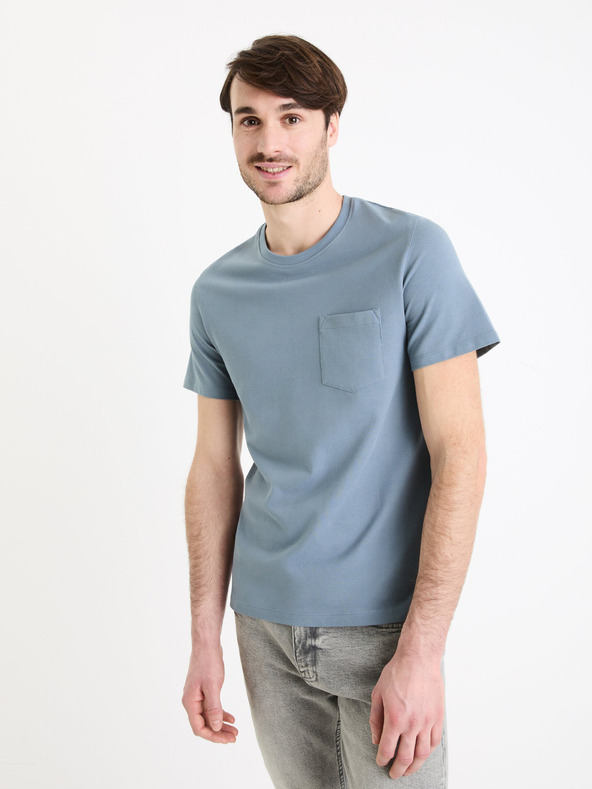 Celio Blaues Herren-Basic-T-Shirt Celio Gepik