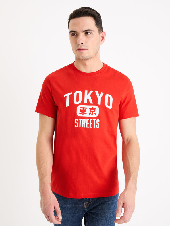Celio Rotes Herren-T-Shirt Celio Gextoky