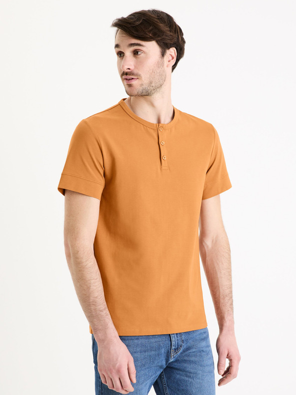 Celio Braunes Herren-Basic-T-Shirt Celio Geley