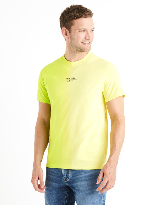 Celio Gelb-grünes Herren-T-Shirt Celio Deside
