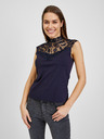 Orsay Dunkelblaues Damen-T-Shirt mit Spitzendetail ORSAY