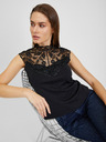 Orsay Schwarzes Damen-T-Shirt mit Spitzendetail ORSAY