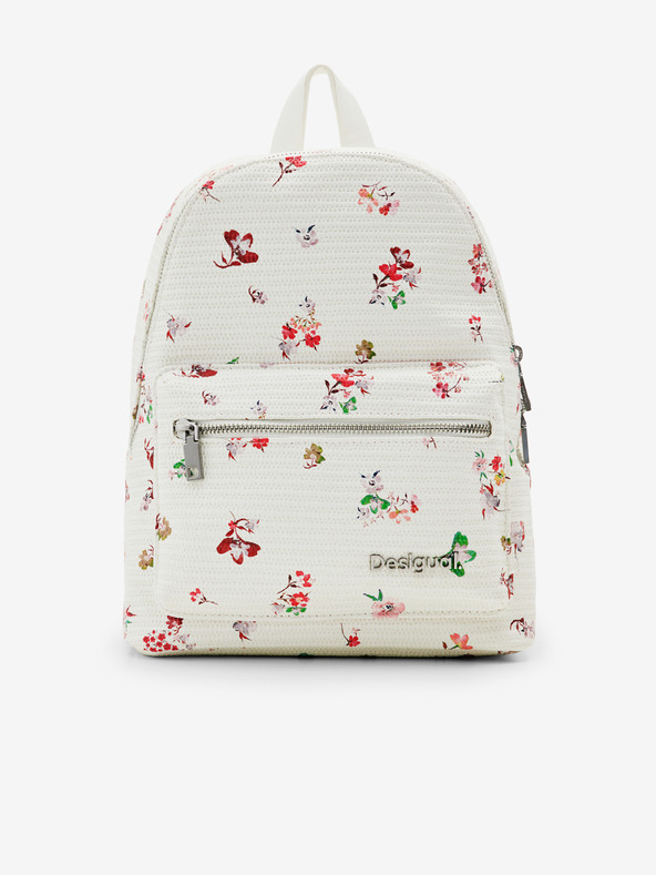 Desigual Weißer geblümter Damenrucksack Desigual Delirium Mombasa Mini