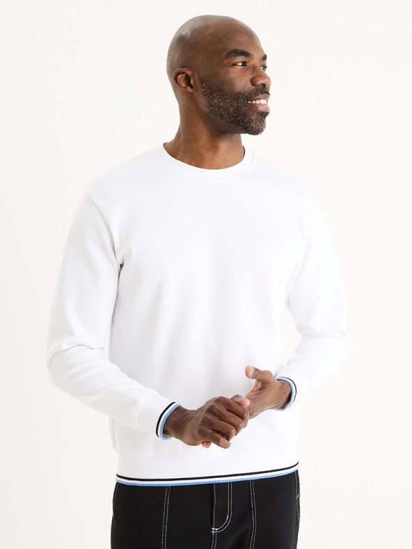 Celio Weißes Herren-Basic-Sweatshirt Celio Gepikraye