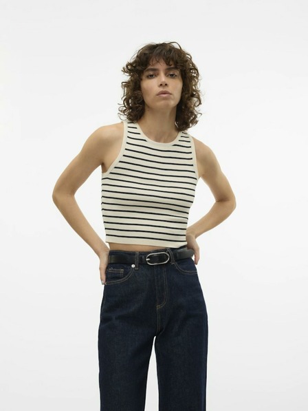 Vero Moda Schwarzes und cremefarbenes Damen-Crop-Top Vero Moda Ginny