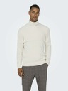 ONLY & SONS Cremefarbener Herren-Rippstrick-Rollkragen ONLY & SONS Al