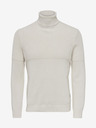 ONLY & SONS Cremefarbener Herren-Rippstrick-Rollkragen ONLY & SONS Al