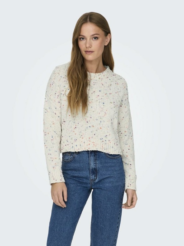 ONLY Cream Gemusterter Pullover für Damen ONLY Gracie