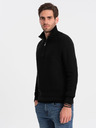 Ombre Clothing Schwarze Herren-Strickjacke mit Kragen Ombre Clothing