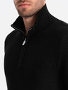 Ombre Clothing Schwarze Herren-Strickjacke mit Kragen Ombre Clothing