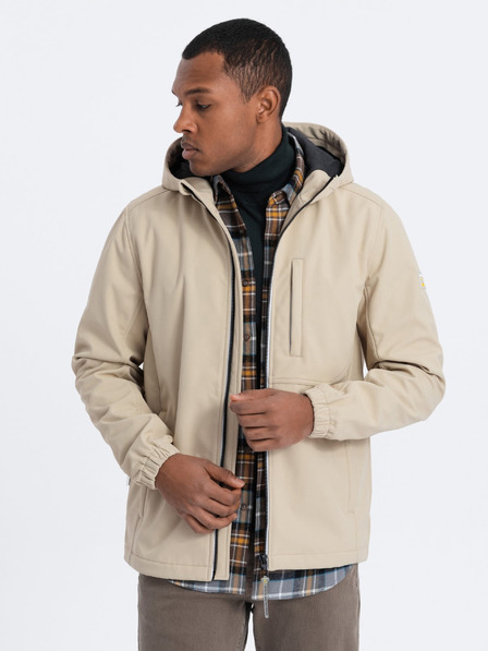 Ombre Clothing Beige Herren-Softshell-Jacke Ombre Clothing