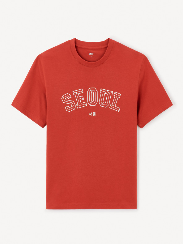 Celio Rotes Herren-T-Shirt Celio Jeoverdu