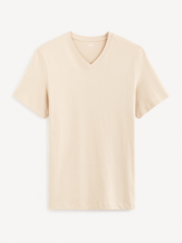 Celio Beige Herren T-Shirt Basic Celio Debasev