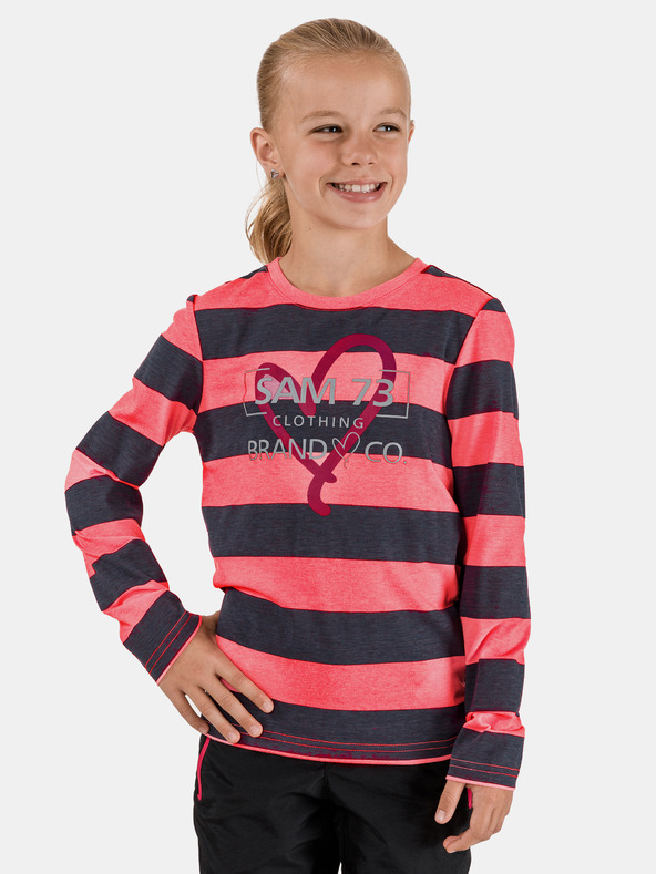 Sam 73 Rosa und grau gestreiftes Mädchen-T-Shirt SAM 73 Hope