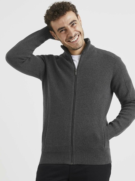 Celio Dunkelgrauer Basic-Pullover Celio Vemilano