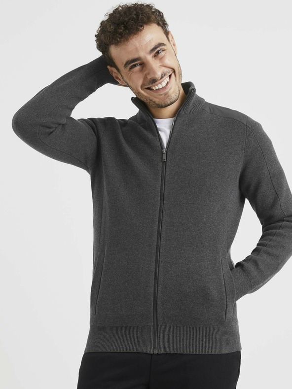 Celio Dunkelgrauer Basic-Pullover Celio Vemilano