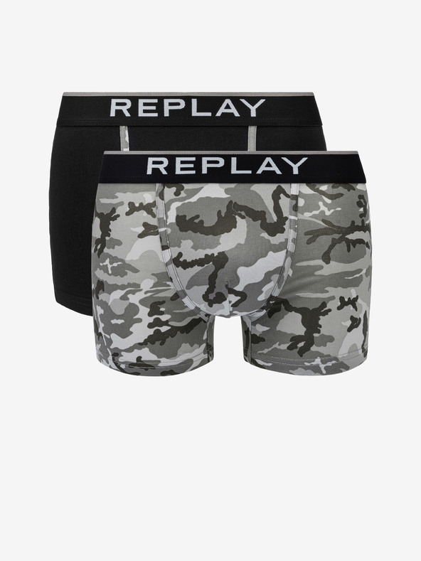 Replay Zweier-Set Boxershorts in Schwarz und Grau von Replay