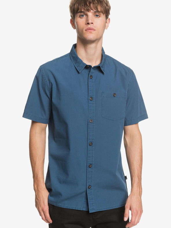 Quiksilver Blaues Herren-Kurzarmhemd Quiksilver Taxer Wash