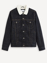 Celio Dunkelblaue Jeansjacke mit Pelzimitat Celio Vusherpa