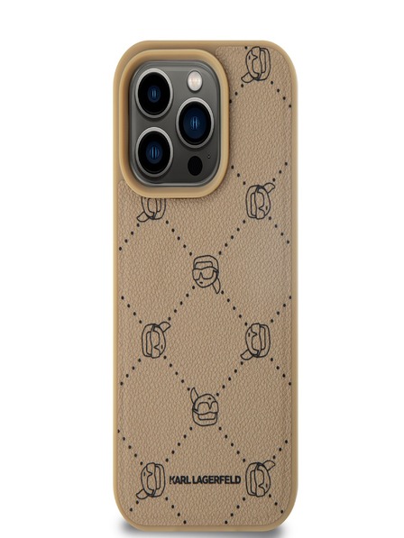Karl Lagerfeld PU Karl Heads Muster Magsafe Back Cover für iPhone 15 Pro Max Beige Karl Lagerfeld
