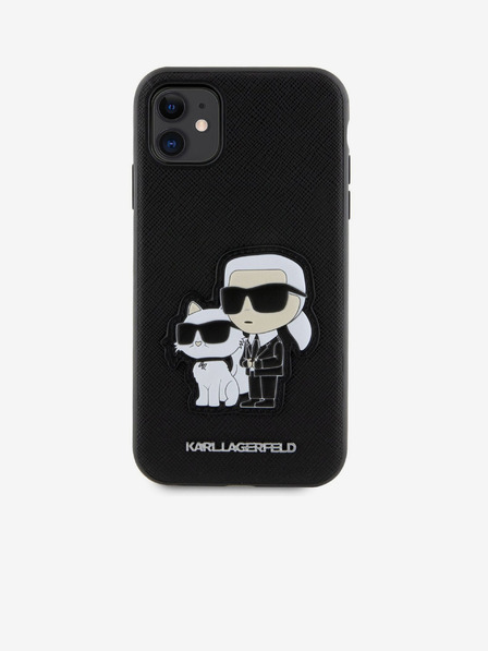 Karl Lagerfeld PU Saffiano Karl und Choupette NFT Back Cover für iPhone 11 Schwarz Karl Lagerfeld