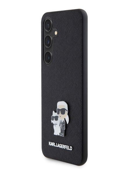 Karl Lagerfeld PU Saffiano Metall Karl und Choupette Schutzhülle für Samsung Galaxy S24 Schwarz Karl Lagerfeld