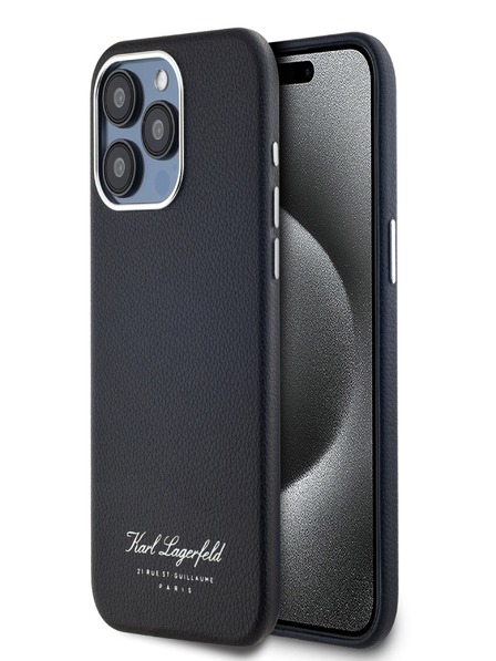 Karl Lagerfeld Genarbtes PU Hotel RSG Back Cover für iPhone 15 Pro Max Schwarz Karl Lagerfeld