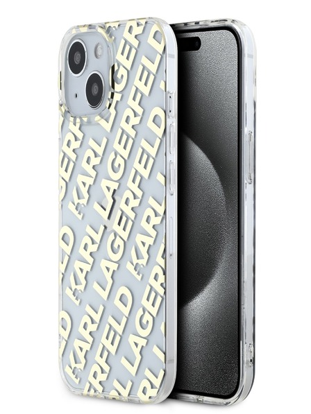 Karl Lagerfeld Karl Lagerfeld IML Electroplated Repeated Logo Back Cover für iPhone 15 Gold