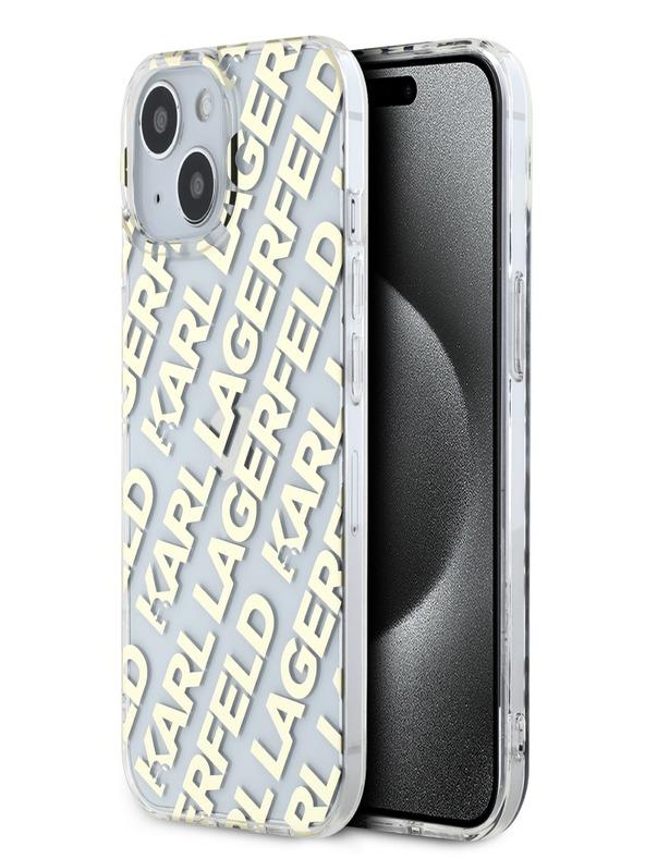 Karl Lagerfeld Karl Lagerfeld IML Electroplated Repeated Logo Back Cover für iPhone 15 Gold