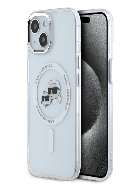 Karl Lagerfeld Karl Lagerfeld IML K&CH Heads Metallrahmen MagSafe Back Cover für iPhone 15 Transparent