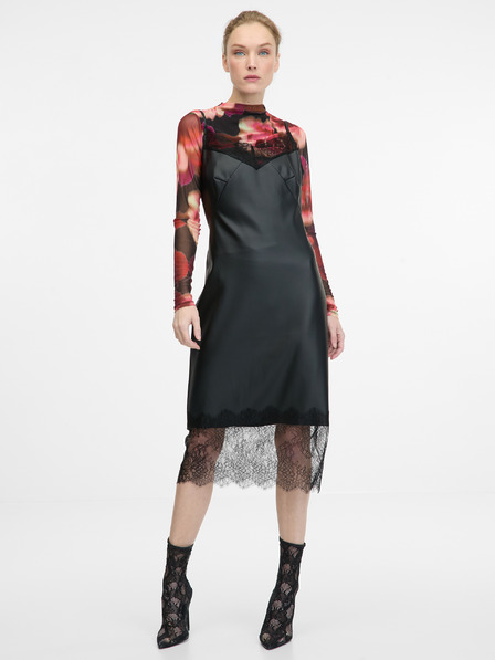 Orsay Schwarzes Damen-Midi-Kleid aus Lederimitat ORSAY