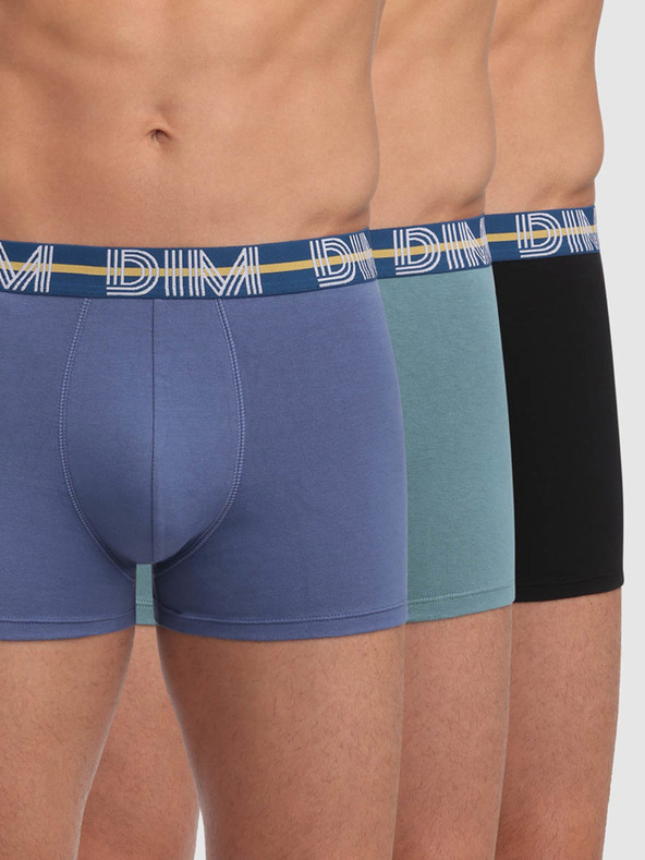 DIM Dreier-Set Herren-Boxershorts in Grau, Hellblau und Schwarz Dim POWERFUL BOXERS