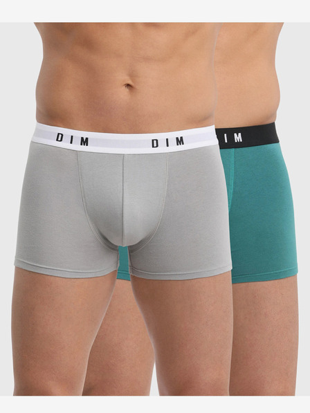 DIM Zweier-Set Herren-Boxershorts in grau und grün Dim BOXER ORIGINAL 2x
