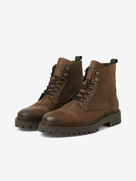 Jack & Jones Dunkelbraune Herren-Stiefeletten aus Leder Jack & Jones Wenzo