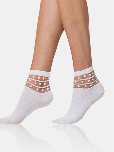 Bellinda Weiße Damensocken mit dekorativen Details Bellinda TRENDY COTTON SOCKS