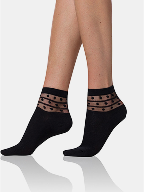 Bellinda Schwarze Damensocken mit dekorativen Details Bellinda TRENDY COTTON SOCKS