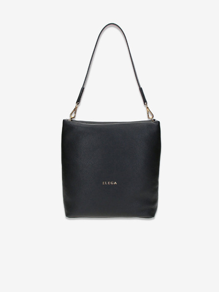 Elega Schwarze Damen Lederhandtasche Elega Fluffy